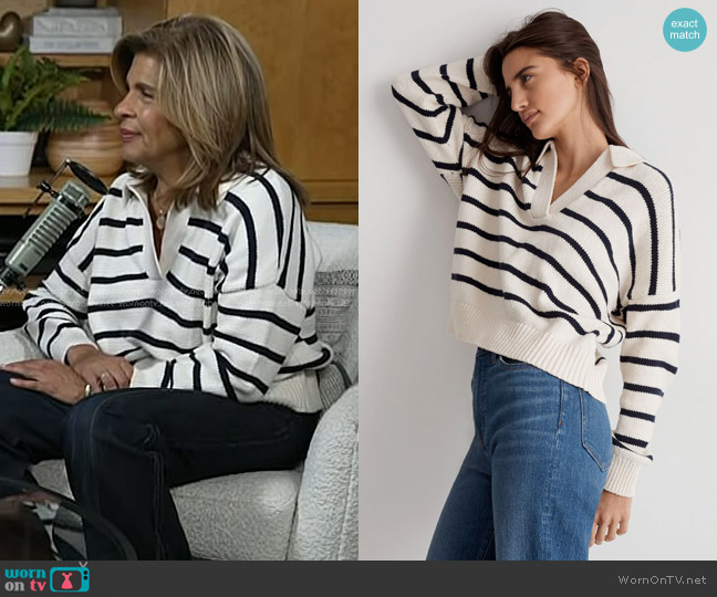 Madewell Dedham Polo Sweater in Stripe worn by Hoda Kotb on Today