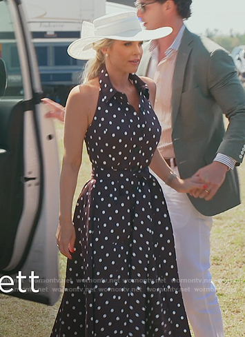 Madison’s black polka dot print halter dress on Southern Charm