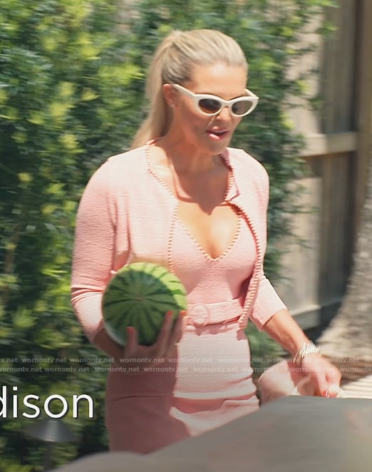 Madison’s pink tweed jacket and belted swimsuit on Southern Charm