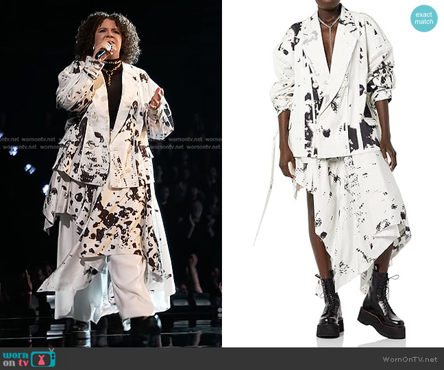 Maison Blanche Unisex-adult Veston Blazer in Rust Print worn by Shye on The Voice