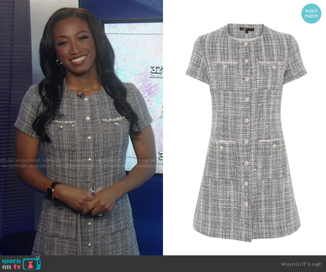 Maje Rabini Dress in Grey worn by Brittany Bell on Good Morning America