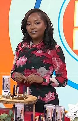 Makho’s floral print criss cross top on Today