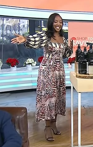 Makho’s mixed print midi dress on Today