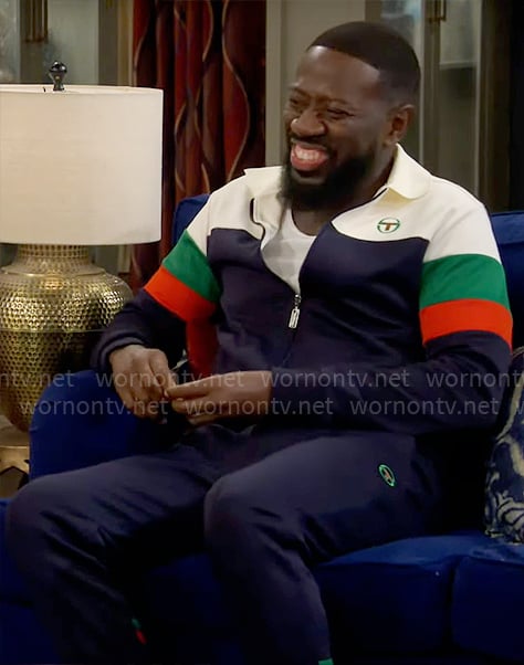 Malcolm’s colorblock tracksuit on The Neighborhood