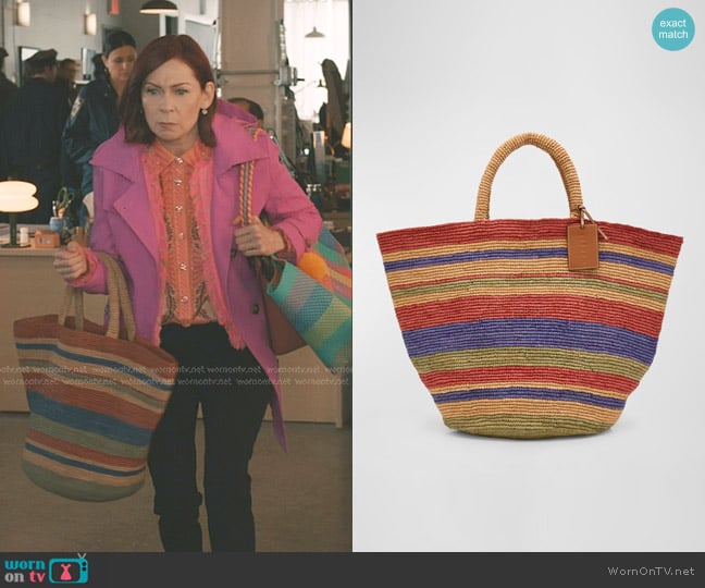 Manebi Stripped Raffia Summer Tote Bag worn by Elsbeth Tascioni (Carrie Preston) on Elsbeth