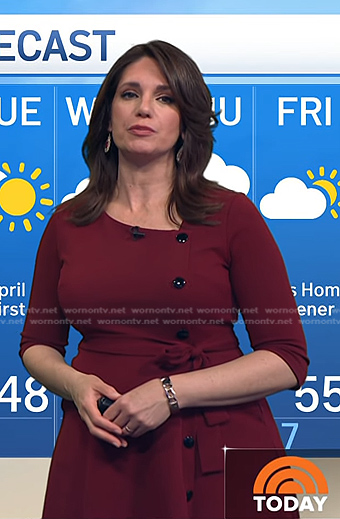 Maria’s burgundy button detail dress on Today