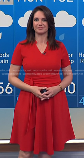 Maria’s red v-neck short sleeve dress on Today