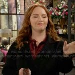 Mariah’s black coat with gold buckle on The Young and the Restless