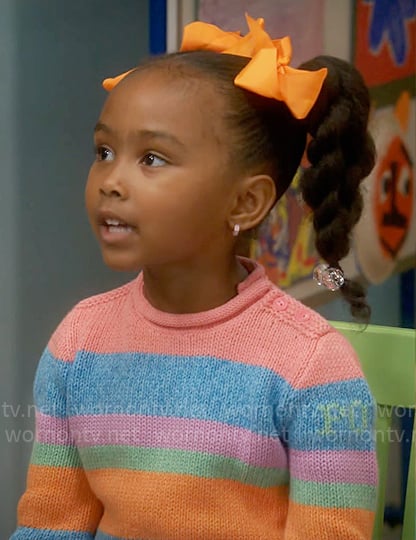 Maya’s multi color stripe sweater on Poppas House