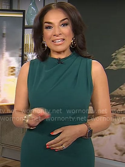 Michelle Miller’s bottle green dress on CBS Mornings