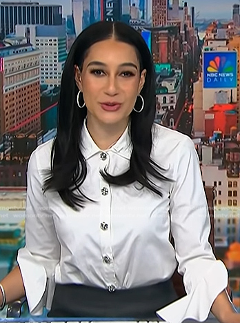 Morgan’s jewel button blouse on NBC News Daily