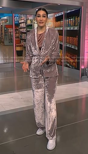 Morgan’s pink velvet blazer and pants on NBC News Daily