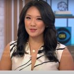Nancy Chen’s wavy stripe pleated dress on CBS Mornings