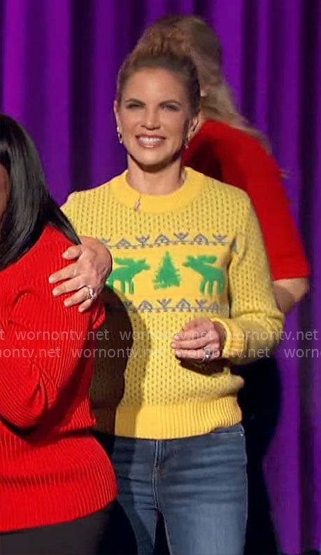 Natalie’s yellow Christmas sweater on The Talk