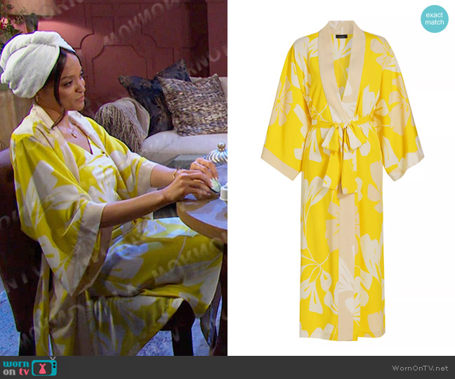 Natori Palma Robe in Chartreuse worn by Lani Price (Sal Stowers) on Days of our Lives