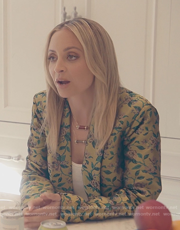 Nicole’s metallic floral blazer on Paris and Nicole The Encore