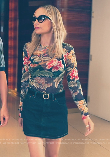 Nicole’s floral print mesh top on Paris and Nicole The Encore