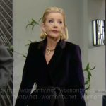 Nikki’s belted velvet coat on The Young and the Restless