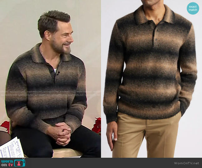 NN07 Alfie 6656 Ombré Stripe Long Sleeve Alpaca Blend Polo Sweater worn by Jimi Westbrook on Today