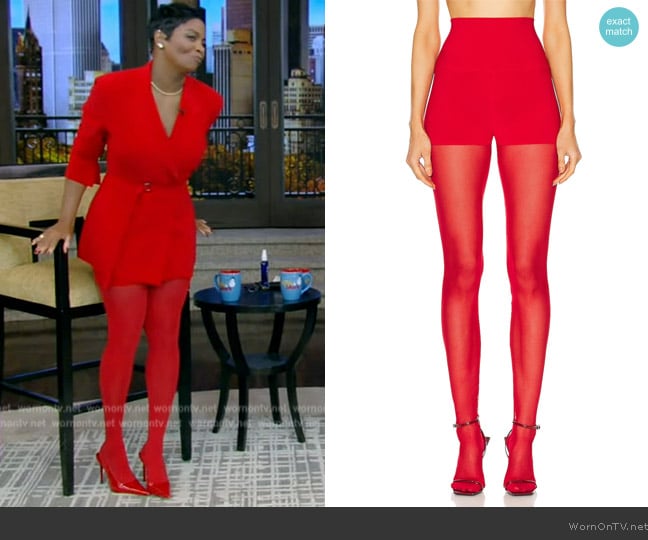 Norma Kamali x REVOLVE Legging Mesh Bottom Footsie worn by Janelle James on Live with Kelly and Mark