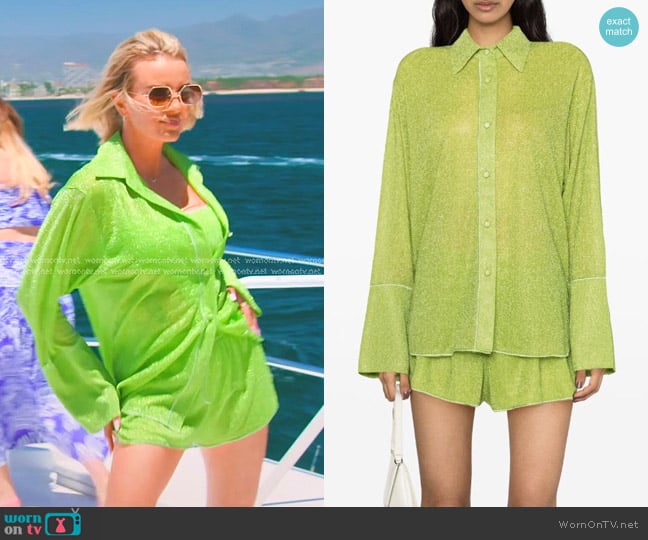Oseree Lumiere Shirt in Lime worn by Whitney Rose on The Real Housewives of Salt Lake City