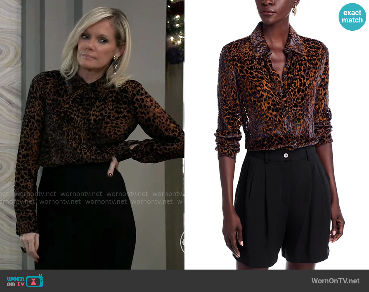 Paige Desano Burnout Velvet Shirt worn by Ava Jerome (Maura West) on General Hospital
