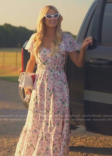 Paris’s white floral print dress on Paris and Nicole The Encore