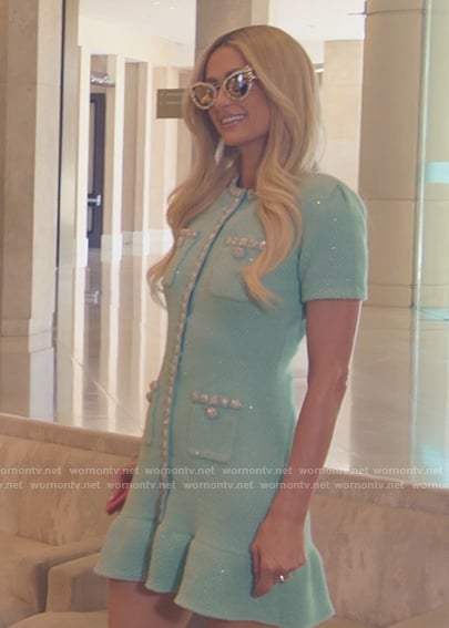 Paris’s light blue tweed flare dress on Paris and Nicole The Encore
