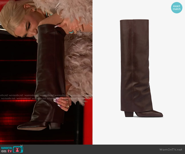 Paris Texas Jane Fold Over Boot in Mocha worn by Gwen Stefani on The Voice