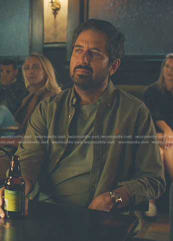 Paul’s green button down shirt on No Good Deed