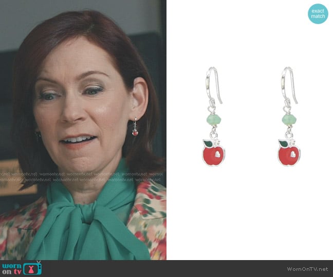 Peggy Li Apple Charm Earrings worn by Elsbeth Tascioni (Carrie Preston) on Elsbeth