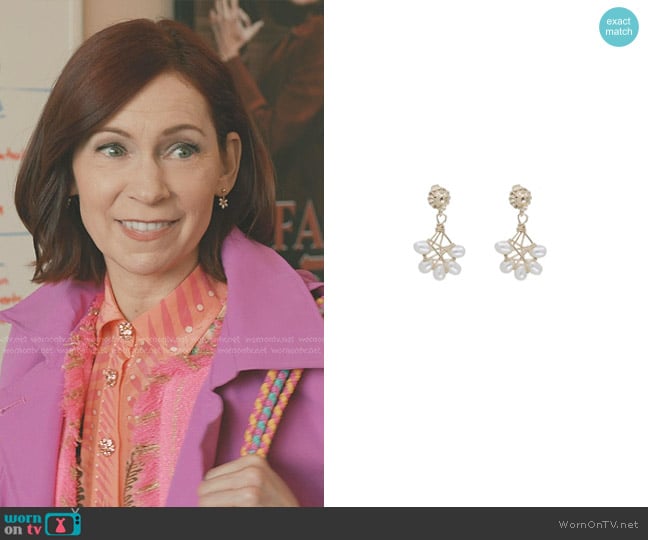 Peggy Li Pearl Mesh Earrings worn by Elsbeth Tascioni (Carrie Preston) on Elsbeth
