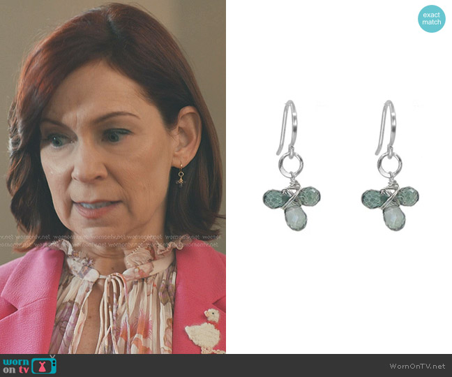 Peggy Li Tiny Gemstone Circlet Earrings II in 14k Gold Filled Mystic Green Quartz worn by Elsbeth Tascioni (Carrie Preston) on Elsbeth