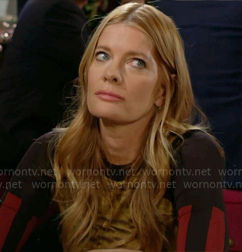 Phyllis’s mixed print long sleeve top on The Young and the Restless