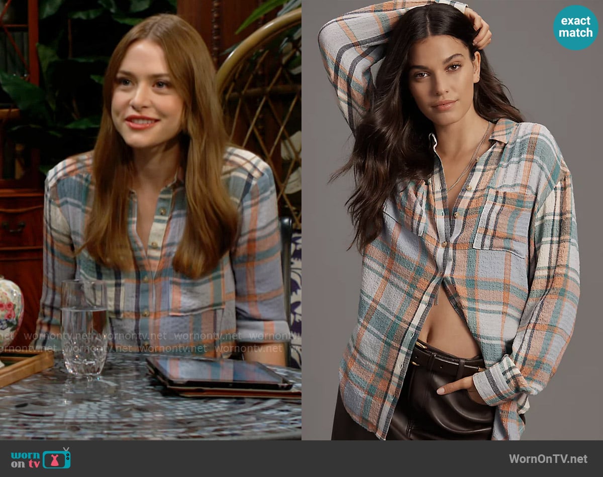 Pilcro? The Hadley Relaxed Buttondown Shirt worn by Claire Grace (Hayley Erin) on The Young and the Restless