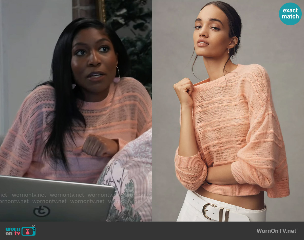 Pilcro Stitched Cashmere Cropped Sweater worn by Trina Robinson (Tabyana Ali) on General Hospital