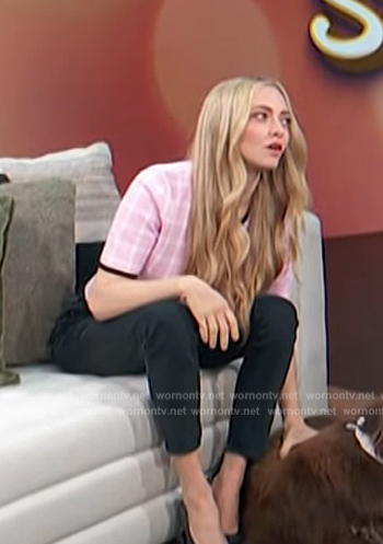 Amanda Seyfried’s pink check top on Access Hollywood