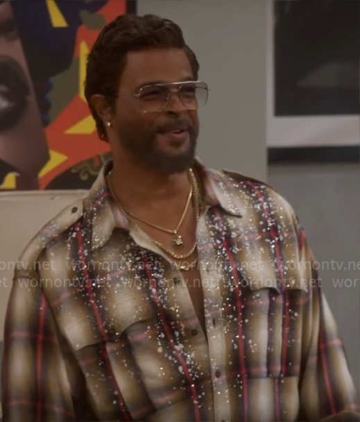 Poppa’s plaid and paint splatter print shirt on Poppas House