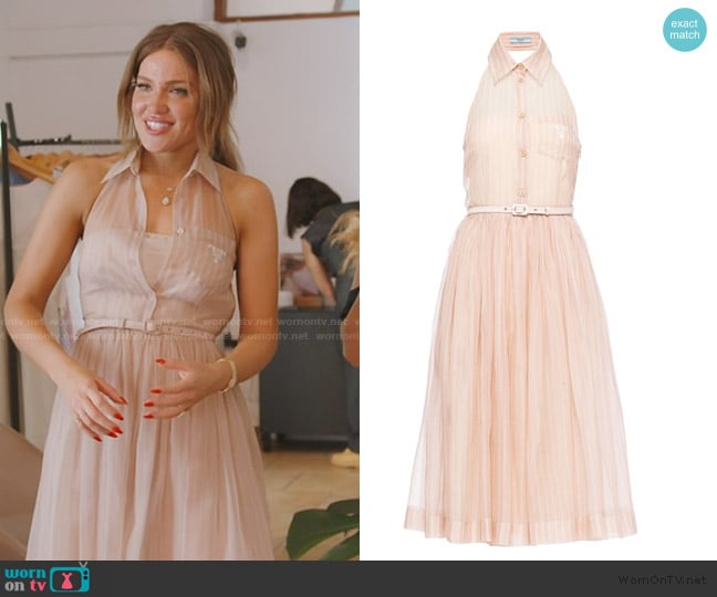 Prada Logo-embroidered organza midi dress worn by Brynn Whitfield on The Real Housewives of New York City