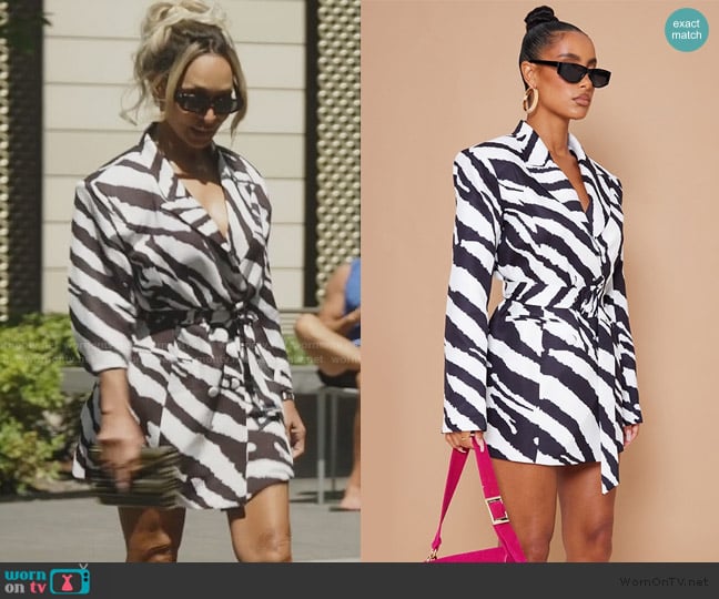 Pretty Little Thing Monochrome Zebra Print Blazer Dress worn by Karen Huger on The Real Housewives of Potomac