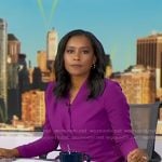 Rachel’s purple peplum top and pants on Good Morning America