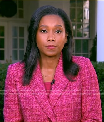 Rachel’s pink tweed blazer on Good Morning America