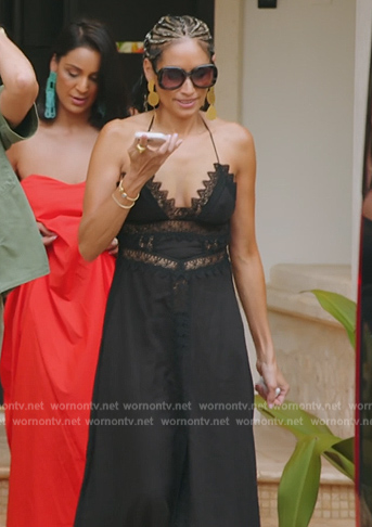 Racquel’s black lace trim dress on The Real Housewives of New York City