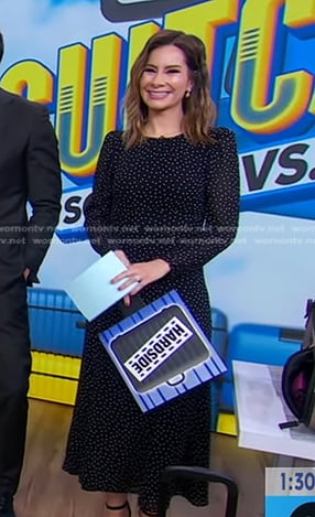 Rebecca’s black polka dot dress on Good Morning America