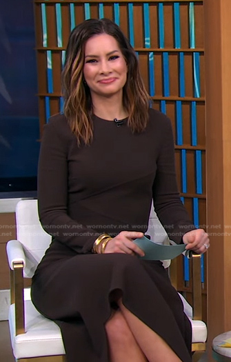 Rebecca’s brown asymmetric dress on Good Morning America