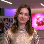 Rebecca’s metallic gold sweater on Good Morning America