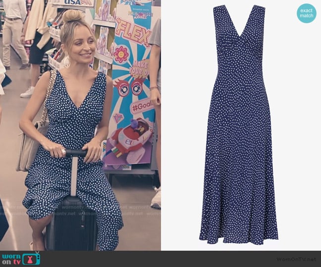 Sandrine polka-dot woven midi dress Rixo worn by Nicole Richie on Paris and Nicole The Encore