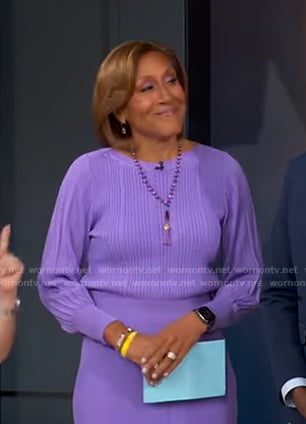 Robin’s lilac sweater and skirt on Good Morning America