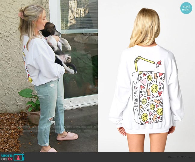 Sage in Bloom Drunk In Love Sweatshirt worn by Taylor Ann Green on Southern Charm