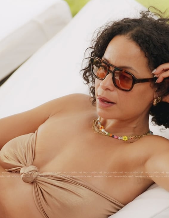 Sai’s gold twist front bikini top on The Real Housewives of New York City